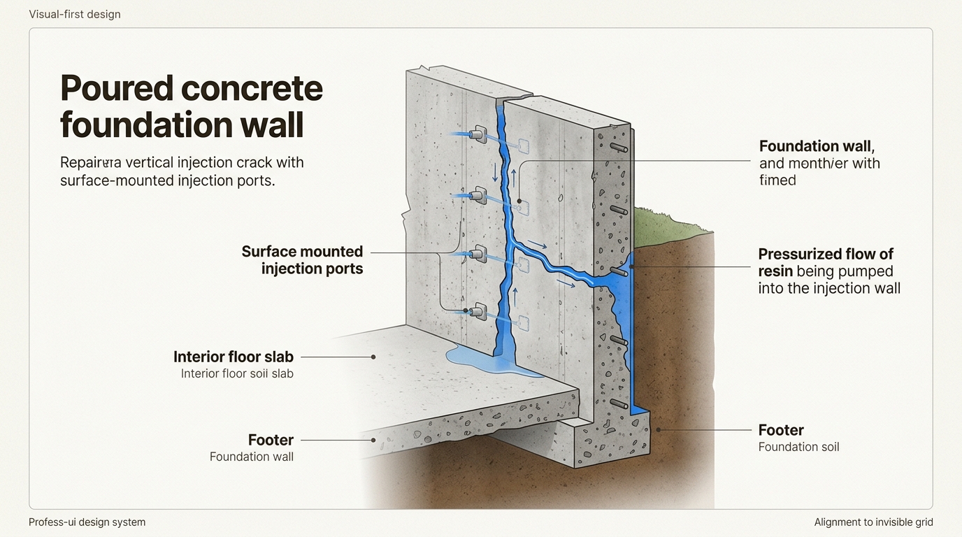Injection ports ensure repair material penetrates the full depth of concrete cracks
