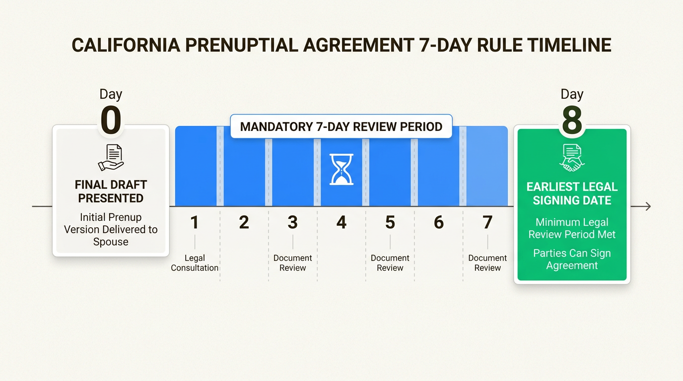 This mandatory waiting period prevents claims of duress by ensuring both parties have sufficient time to review the final contract.