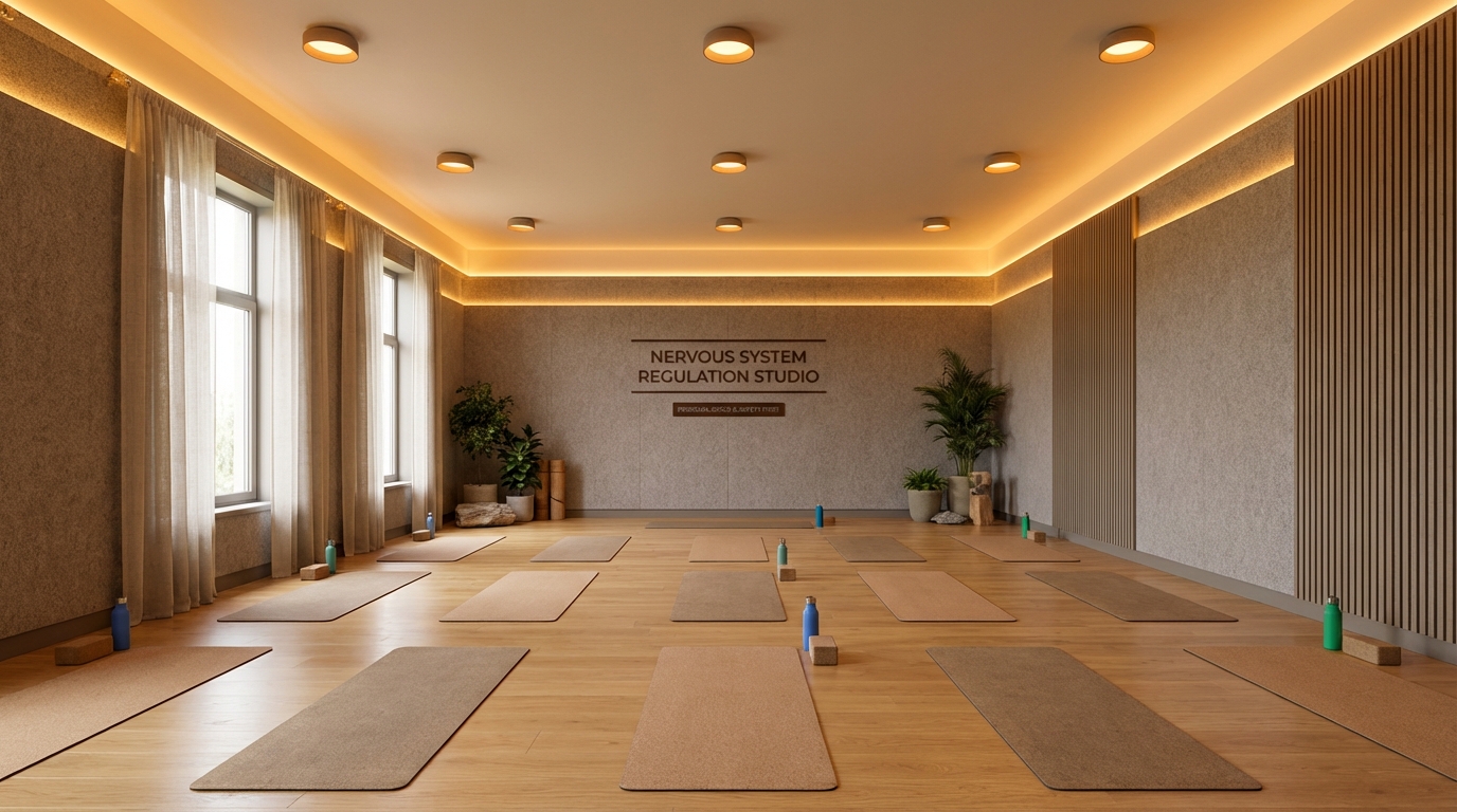 Adjustable lighting and acoustic treatments help students transition from high-stress environments into deep relaxation.