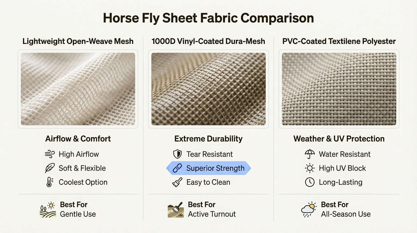 Selecting the right material involves balancing maximum airflow with the durability needed for your horse's specific turnout environment.
