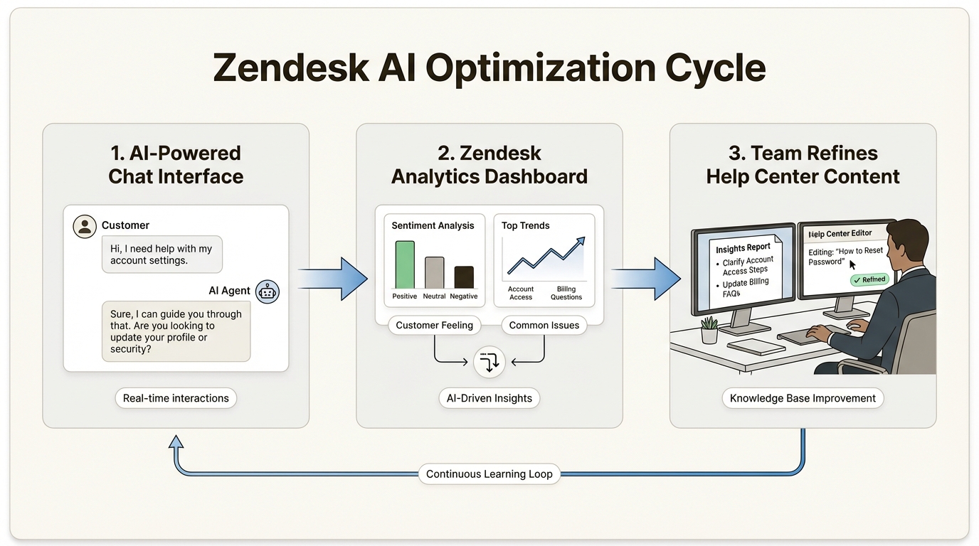 Bucle de retroalimentación que transforma los datos de la conversación en mejoras estratégicas de la IA