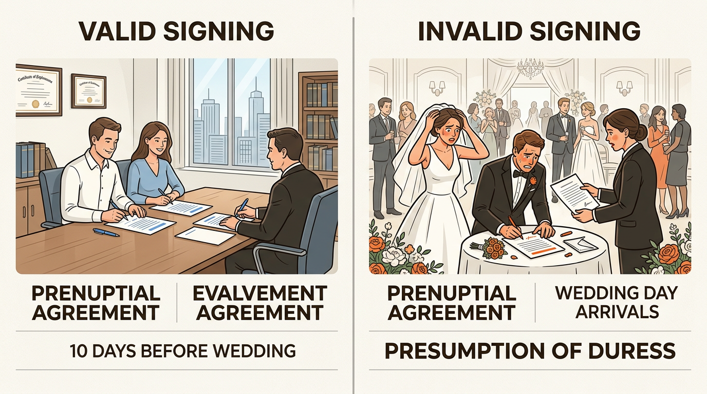 Voluntary consent versus legal duress in prenuptial agreements