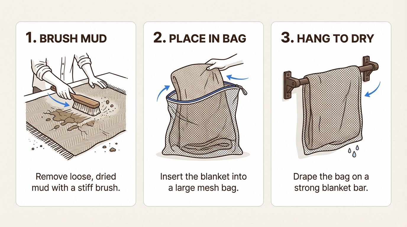 Cleaning sequence for thorough dirt removal without damaging waterproof layers
