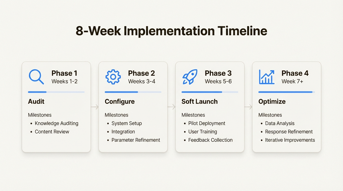 Hoja de ruta de implementación de 8 semanas desde la auditoría hasta la optimización