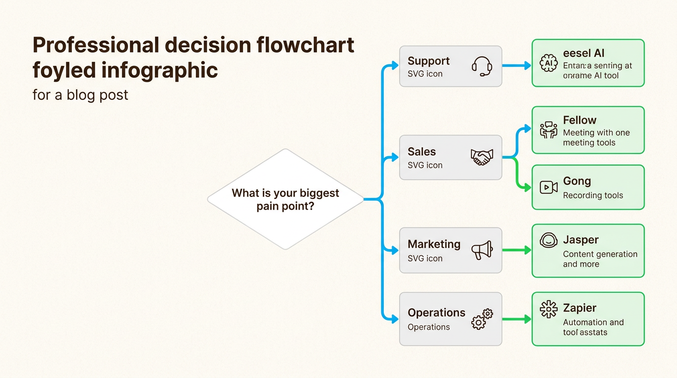 Este fluxograma ajuda você a identificar o add-on de IA mais impactante com base nos gargalos e metas operacionais específicos de sua equipe.