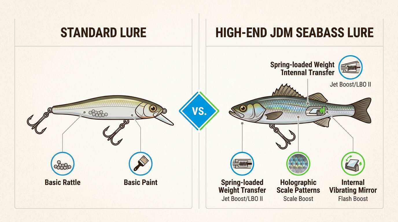 JDM lures prioritize flight stability and subtle visual attraction over aggressive noise