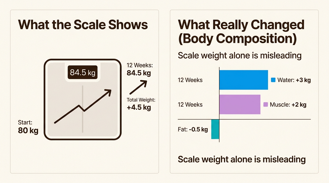 Scale weight versus body composition during creatine supplementation.