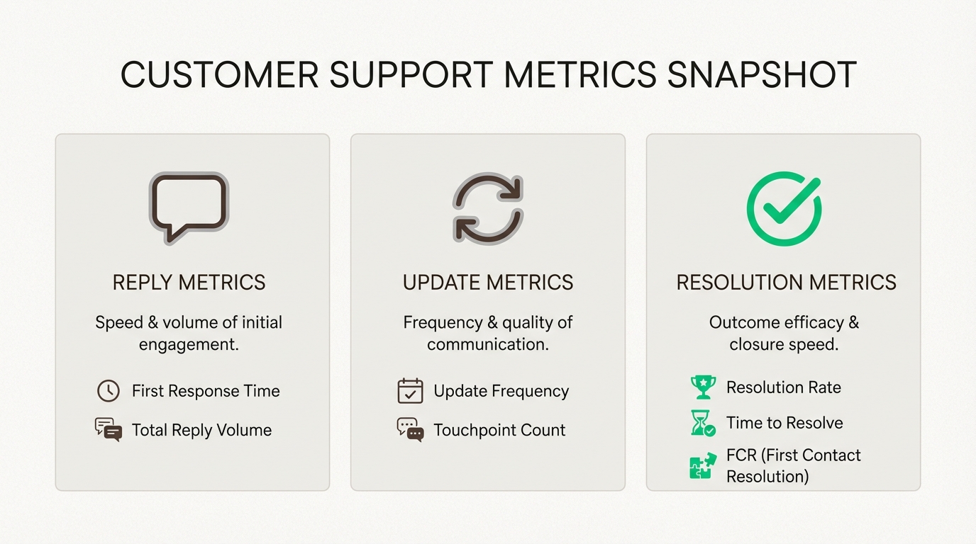 Die drei SLA-Metrikkategorien für eine vollständige Supportleistung