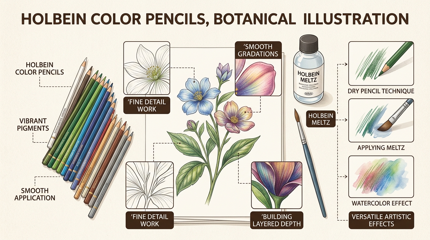 Holbein pencils offer artists a unique 'soft oil' formulation, enabling both precise detail and seamless, painterly blending in a single tool.