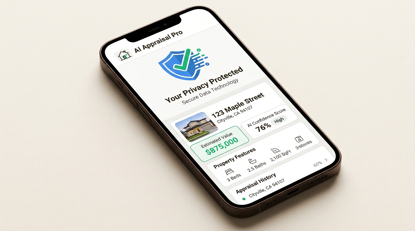 Emphasizes the critical importance of anonymity and robust privacy protection when selecting an AI appraisal service.