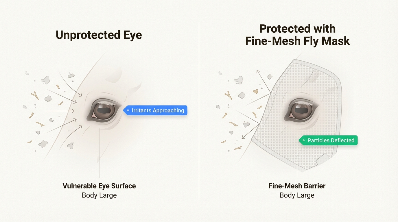 Beyond insects, the mesh acts as a shield against wind-blown debris and environmental allergens that can cause corneal scratches.