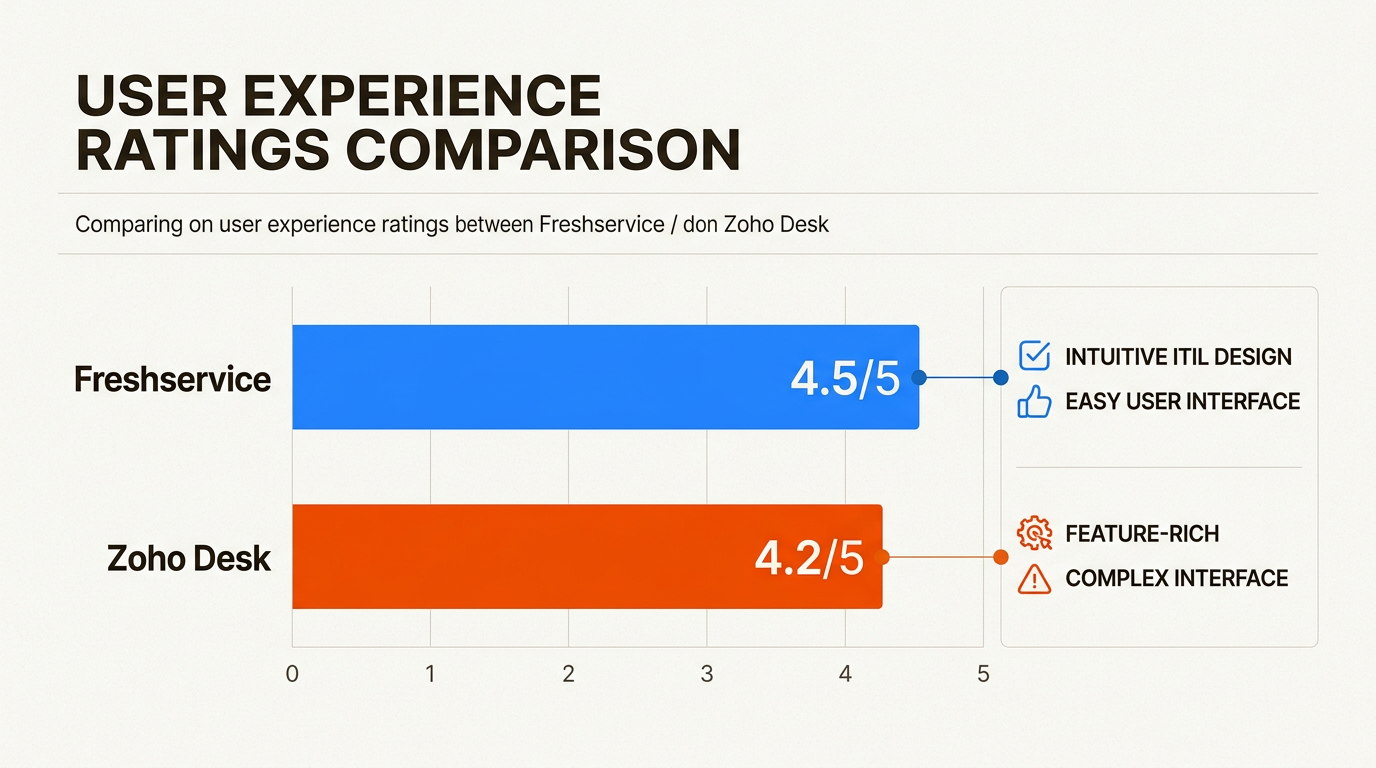 Freshservice enfatiza la navegación intuitiva en comparación con las opciones de personalización de Zoho Desk