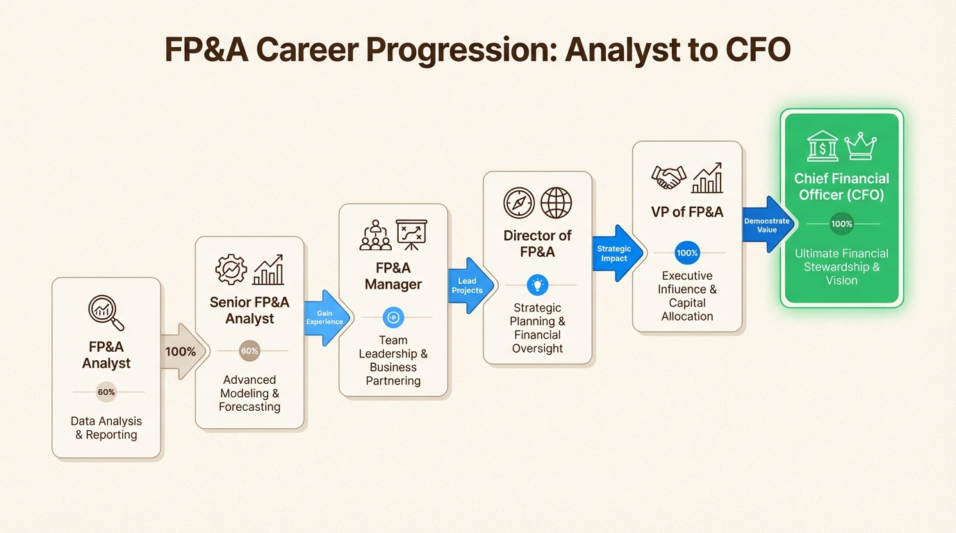 Most CFOs climb through 6 roles over nearly two decades