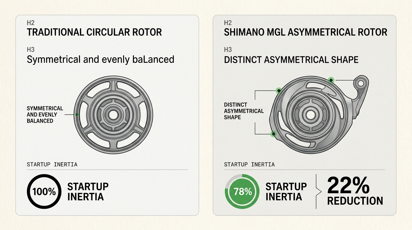 Understand how Shimano's MGL rotor technology significantly reduces startup inertia, providing anglers with improved sensitivity and immediate lure control.