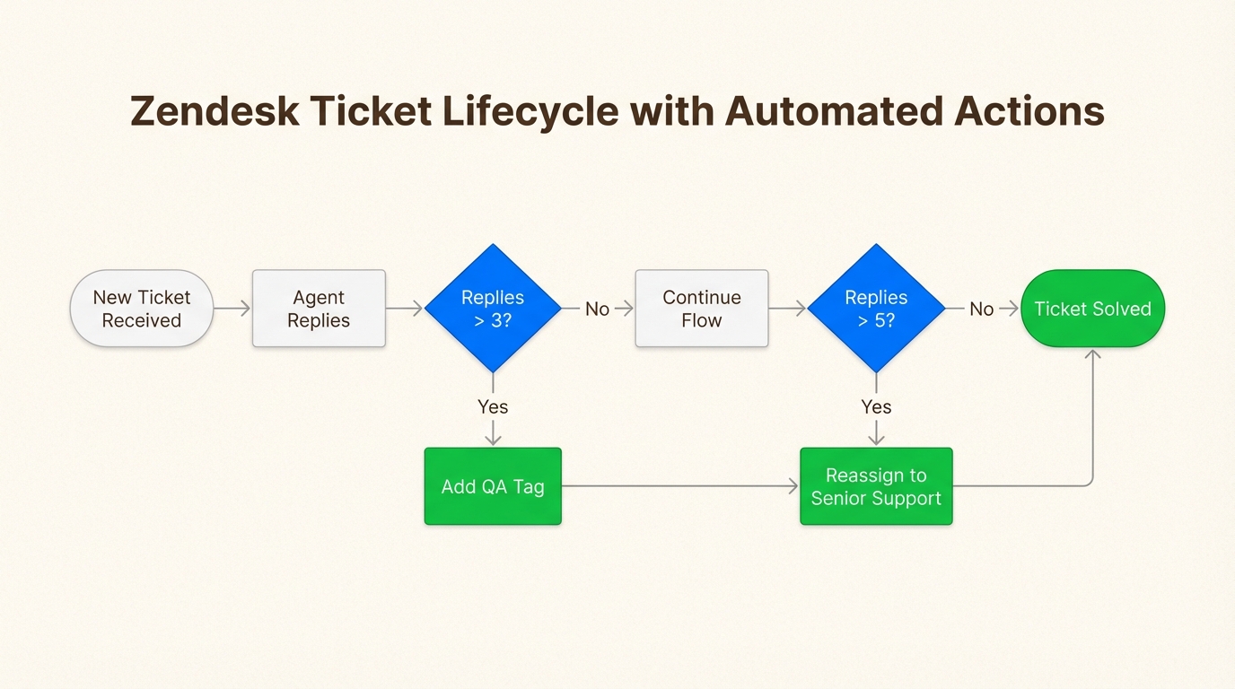 Flujo de trabajo automatizado para escalar tickets complejos con altos recuentos de interacción al personal senior
