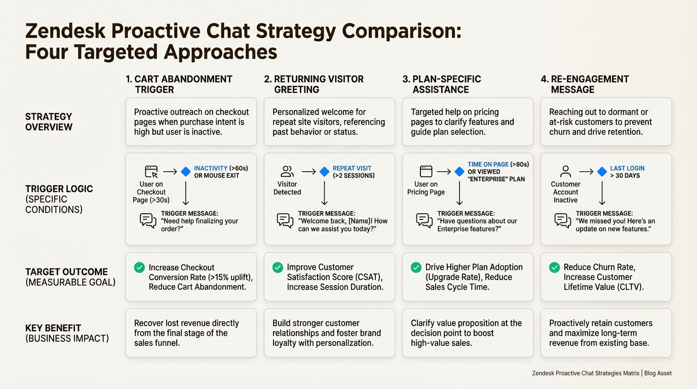 Mapear activadores específicos a los objetivos comerciales ayuda a los equipos a priorizar las intervenciones de chat de alto impacto que aumentan directamente la conversión y la lealtad.
