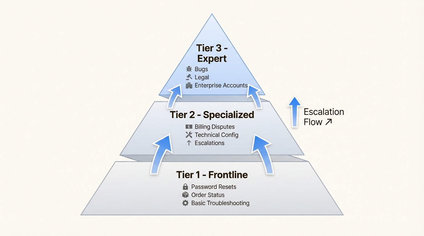 エスカレーションパスを備えた3層サポート構造