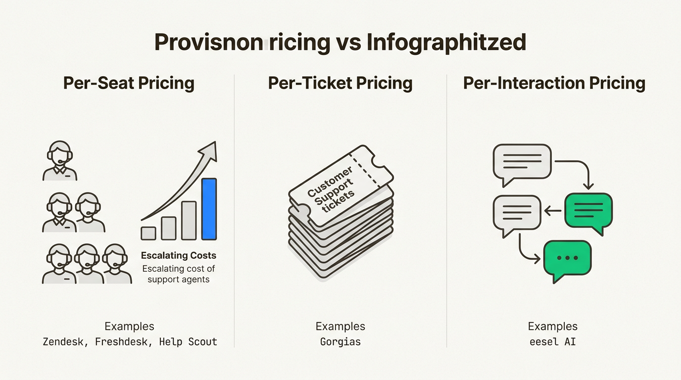 La comparación visual de los modelos de precios de helpdesk ayuda a los equipos a elegir en función de sus patrones de volumen