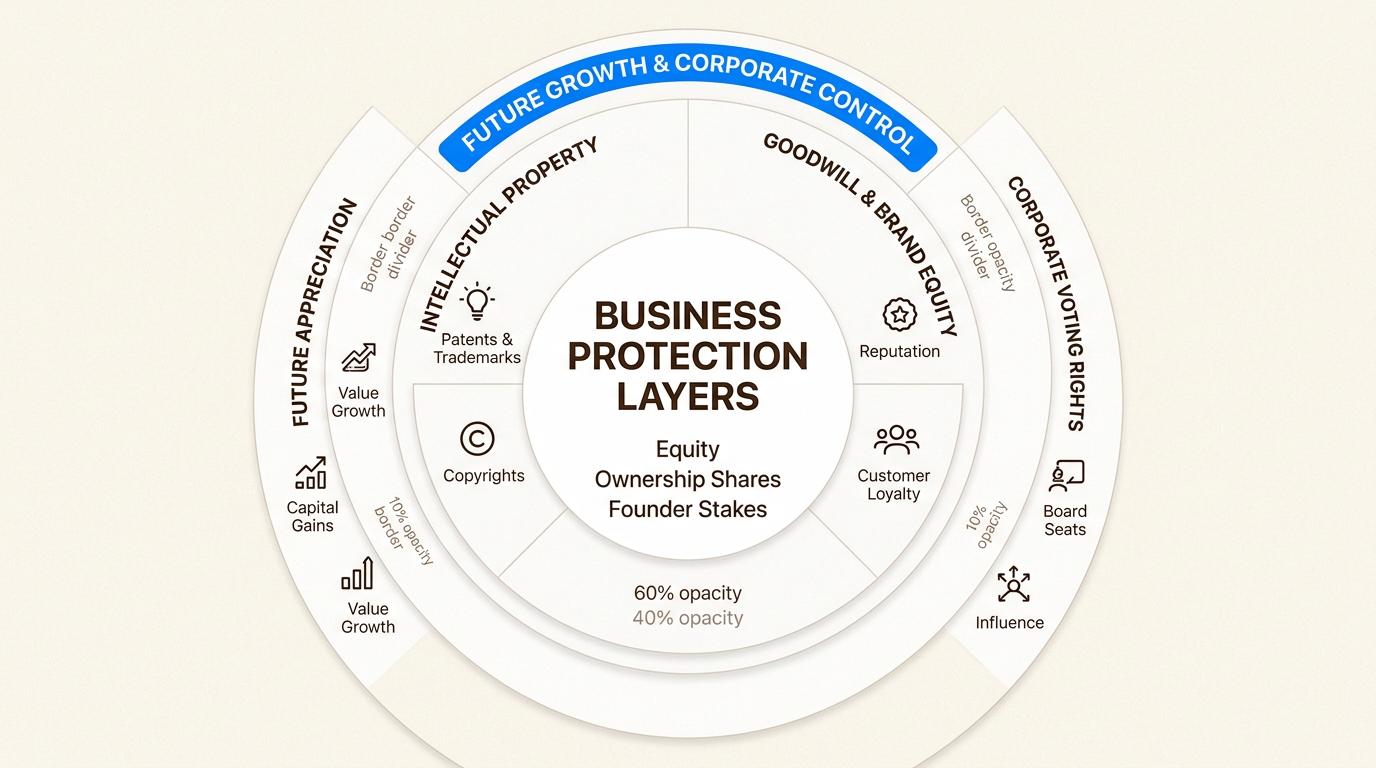 Business owners can protect multiple layers of value, from current equity to future growth and intangible assets like brand goodwill.