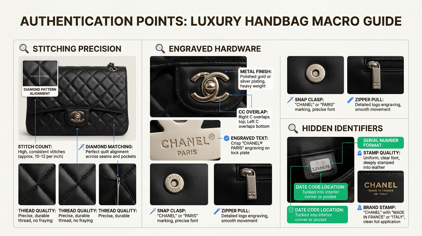 Craftsmanship details to verify authenticity when shopping pre-owned luxury.