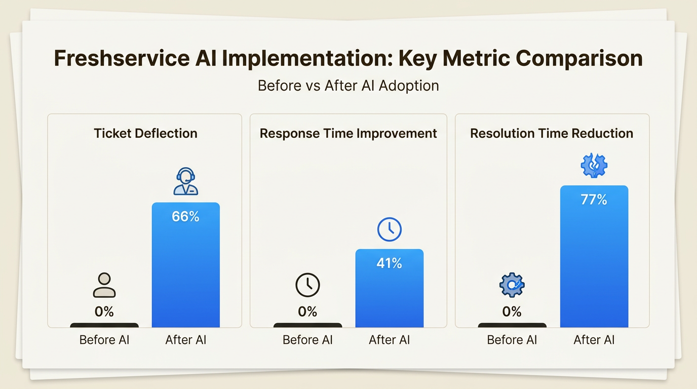 Mejoras de rendimiento documentadas de implementaciones maduras de Freshservice AI