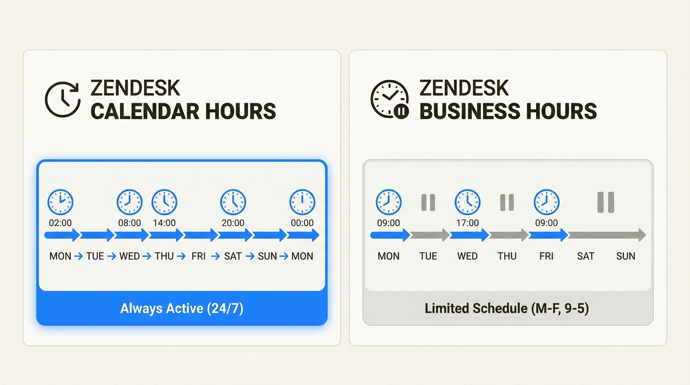 Seleção de calendário e horário comercial nas configurações de automação do Zendesk