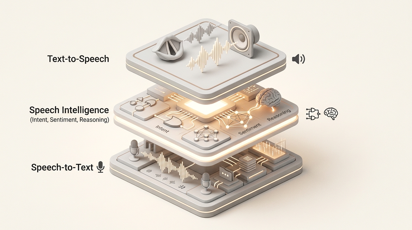 The intelligence layer transforms basic speech transcription into a sophisticated conversational agent, bridging the gap between simple bots and intelligent AI.