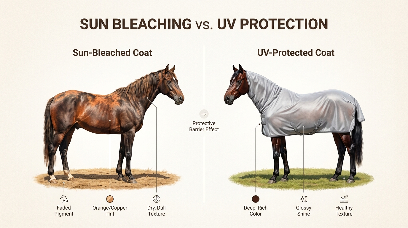 High-quality fly sheet blocking UV rays to prevent coat bleaching