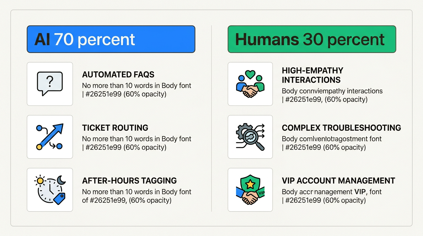 Marco 70/30 que equilibra las interacciones humanas de alto valor con las tareas repetitivas gestionadas por la IA