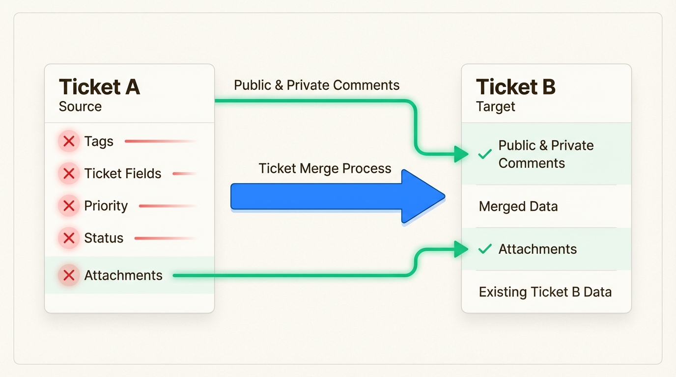 Datenpersistenz während einer Zendesk Ticket-Zusammenführungsoperation