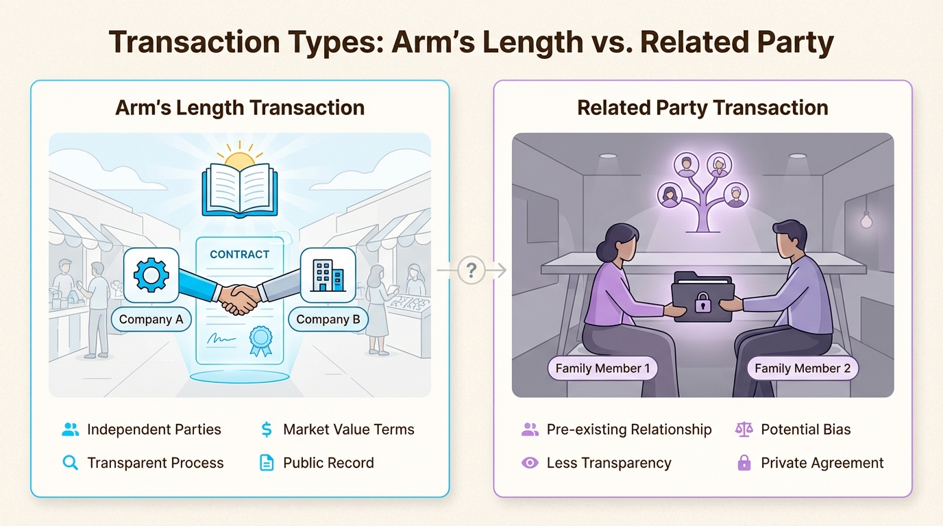 Distinguishing between open-market negotiations and preferential related party deals is essential for verifying arm's length compliance.
