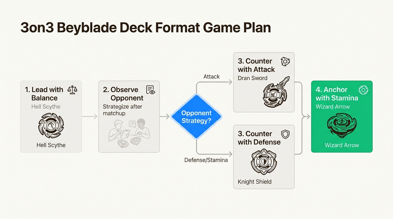 A well-planned 3on3 Beyblade deck strategy, adapting to your opponent, is key to securing victory in competitive matches.