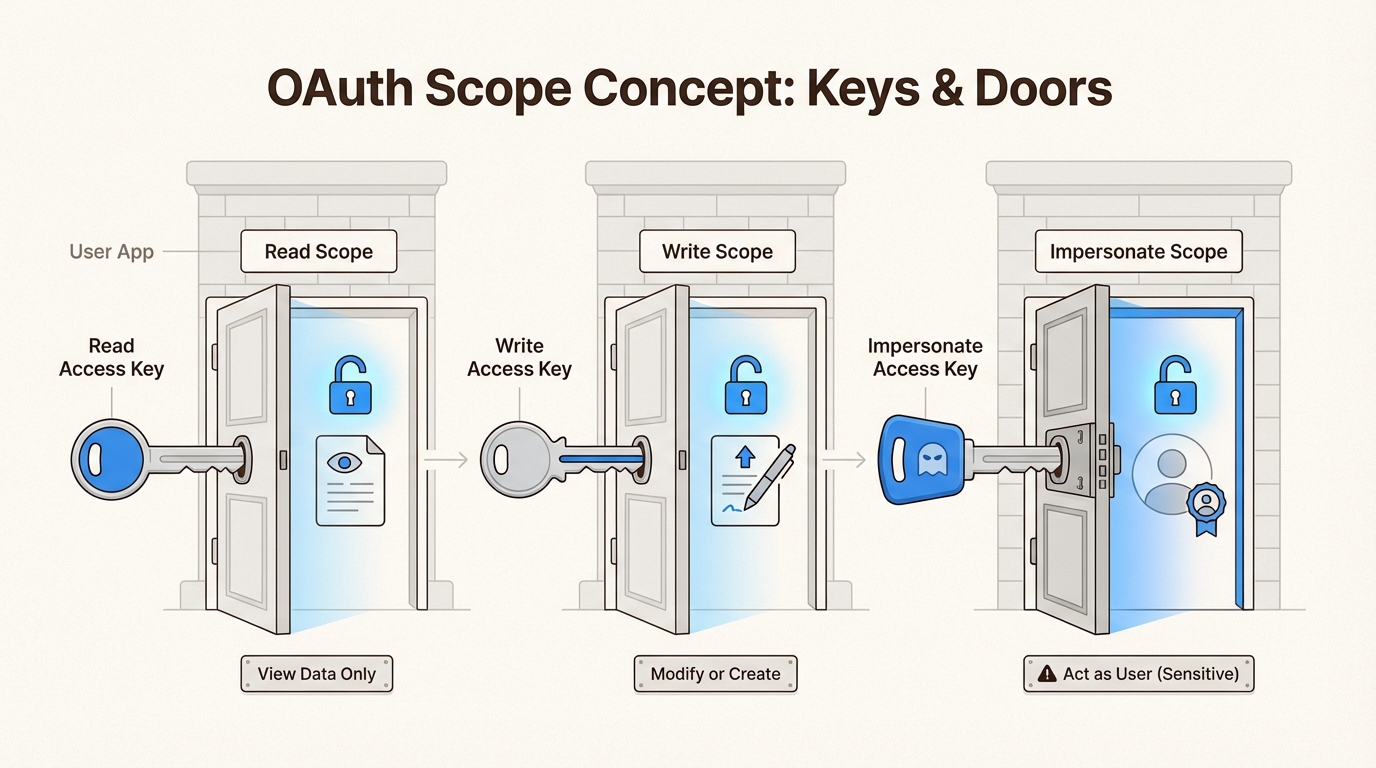 OAuth Scopes, die API-Zugriffsberechtigungen durch granulare Berechtigungstore steuern