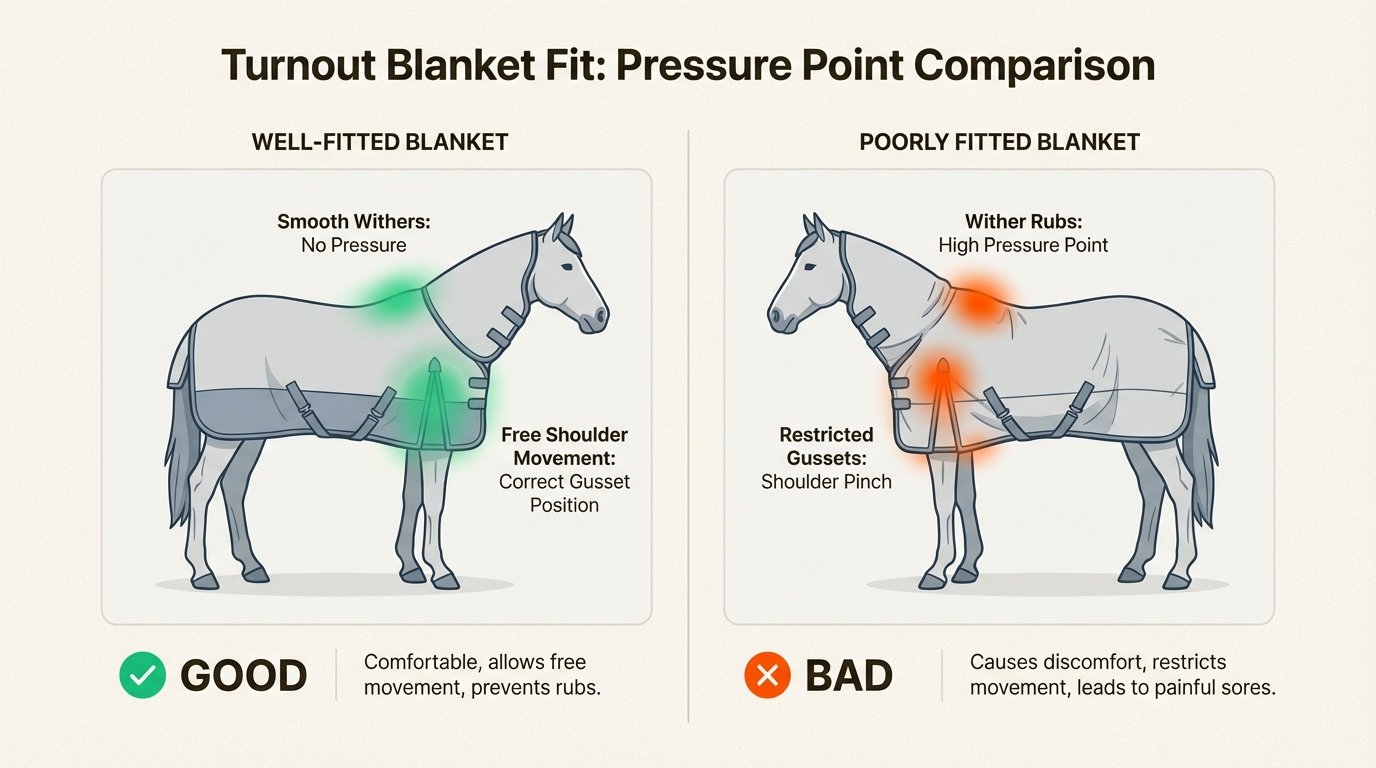 Ensuring a precise fit prevents painful rubs and dangerous shifting, maintaining your horse's safety and comfort during winter turnout.