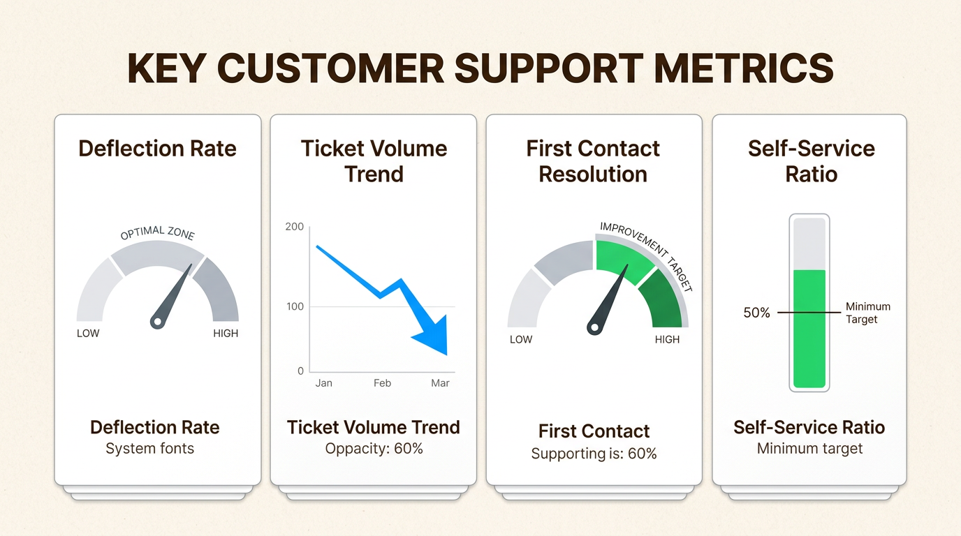 Tableau de bord des indicateurs clés pour suivre le succès de la réduction des tickets d'IA