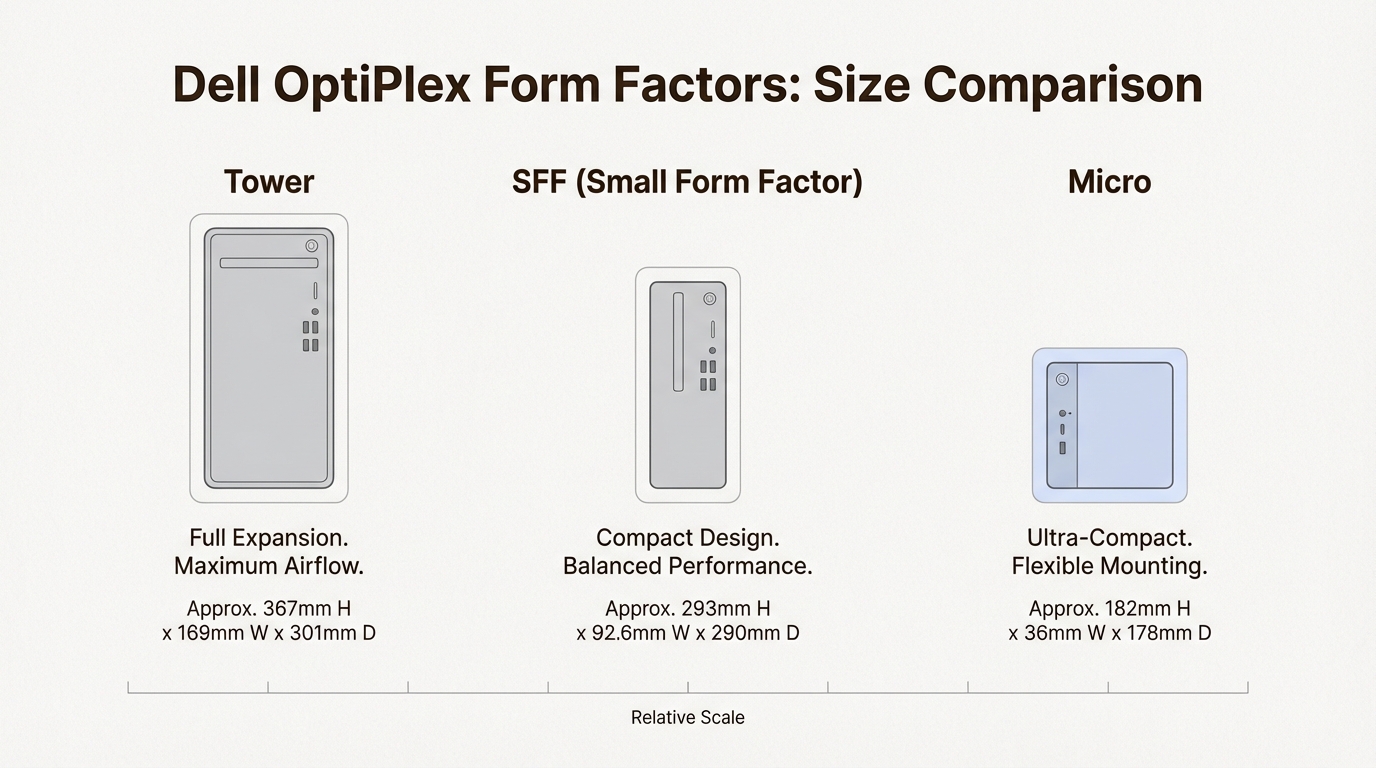 OptiPlex offers the same reliability in three sizes to fit any workspace