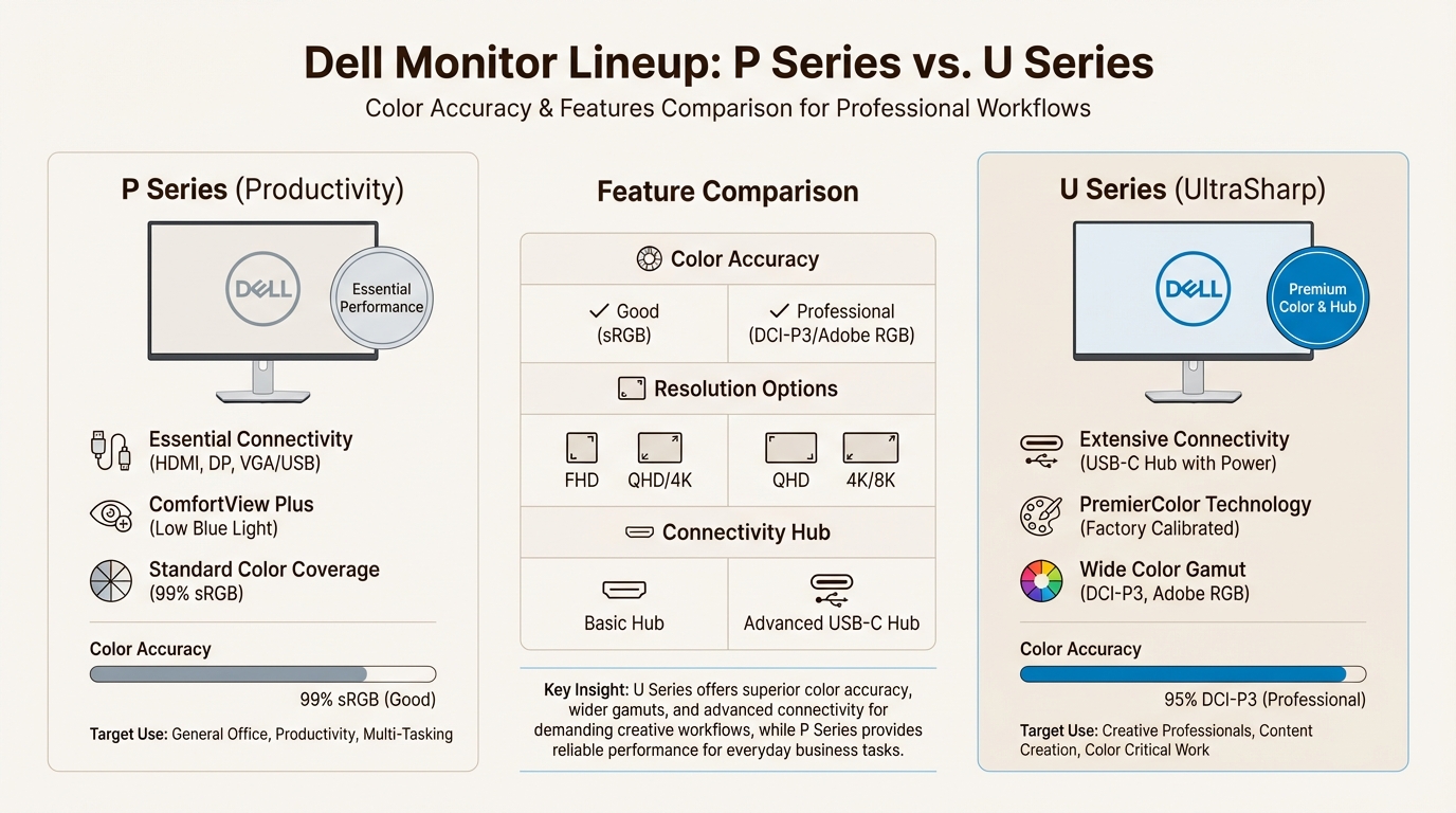 UltraSharp U series offers superior color accuracy essential for creative professionals