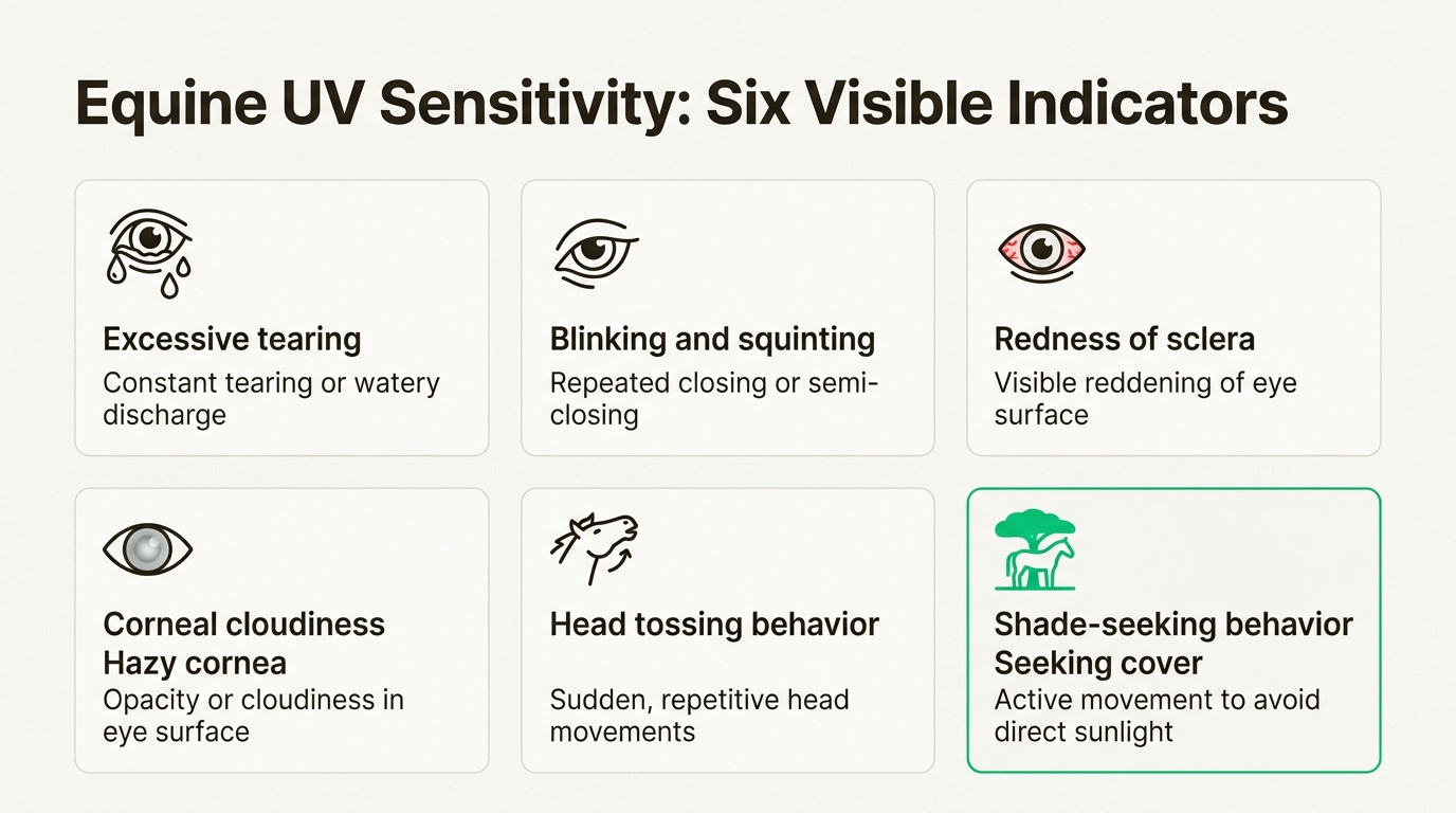 Recognizing these six early warning signs allows horse owners to intervene before temporary light sensitivity develops into permanent ocular damage.