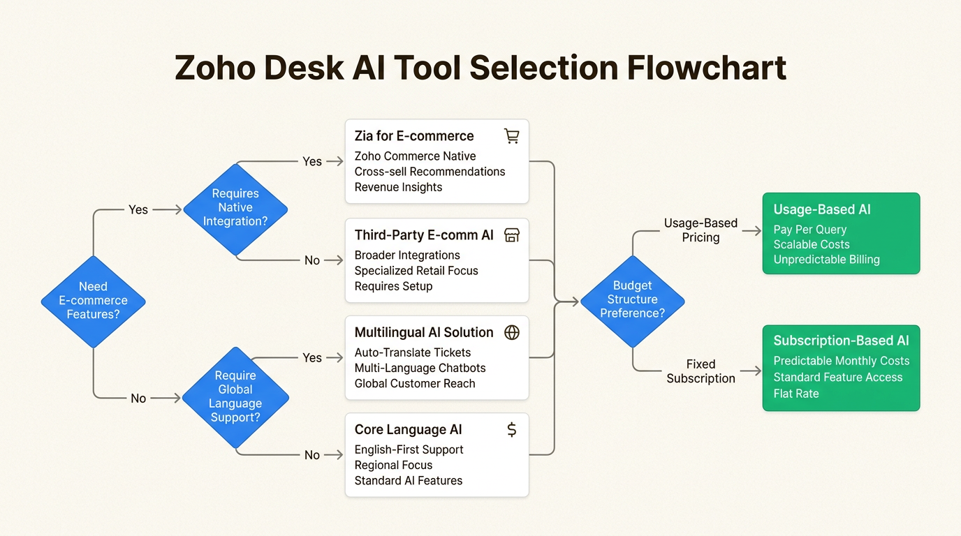 Um fluxograma para restringir rapidamente suas opções com base na escala exclusiva da sua equipe e na complexidade das interações com seus clientes.