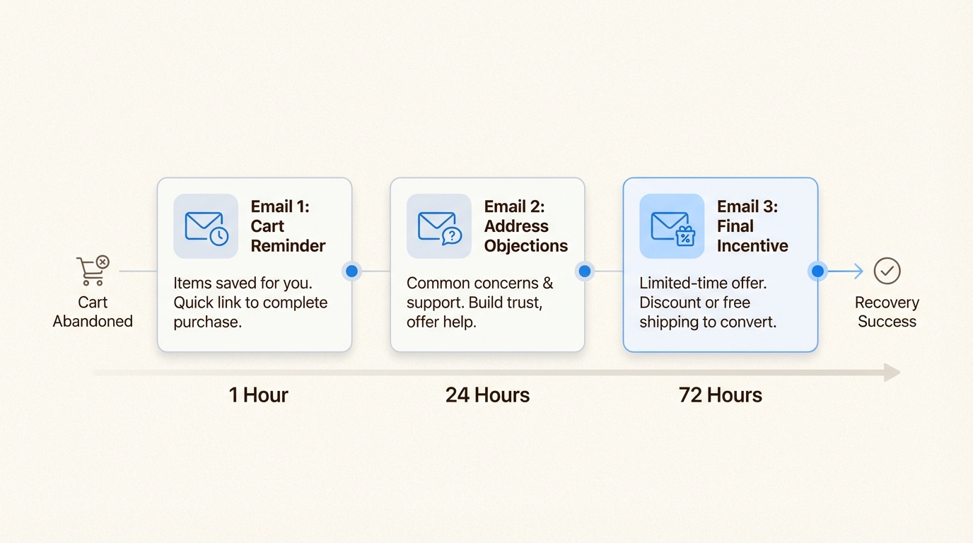 Séquence de trois e-mails pour des résultats optimaux de récupération de panier