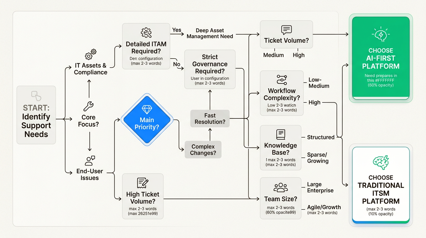 Fluxograma de decisão para escolher a plataforma de suporte certa