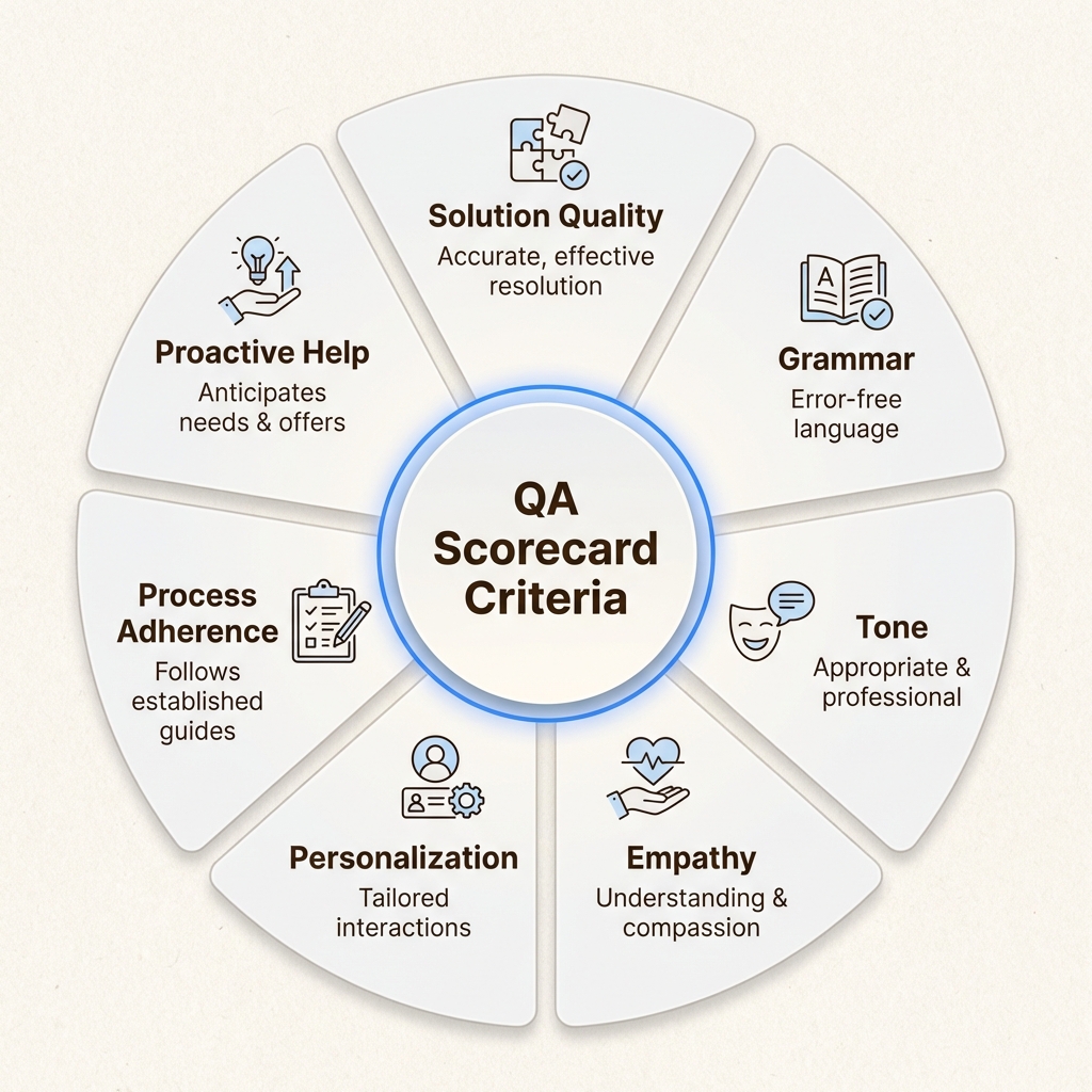 Siete criterios centrales de la tarjeta de puntuación de control de calidad para evaluar la calidad de la atención al cliente