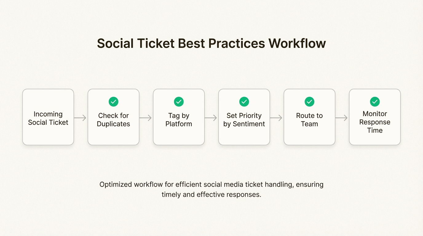 体系的なワークフローにより、重複が防止され、一貫したソーシャルチケット処理が保証されます