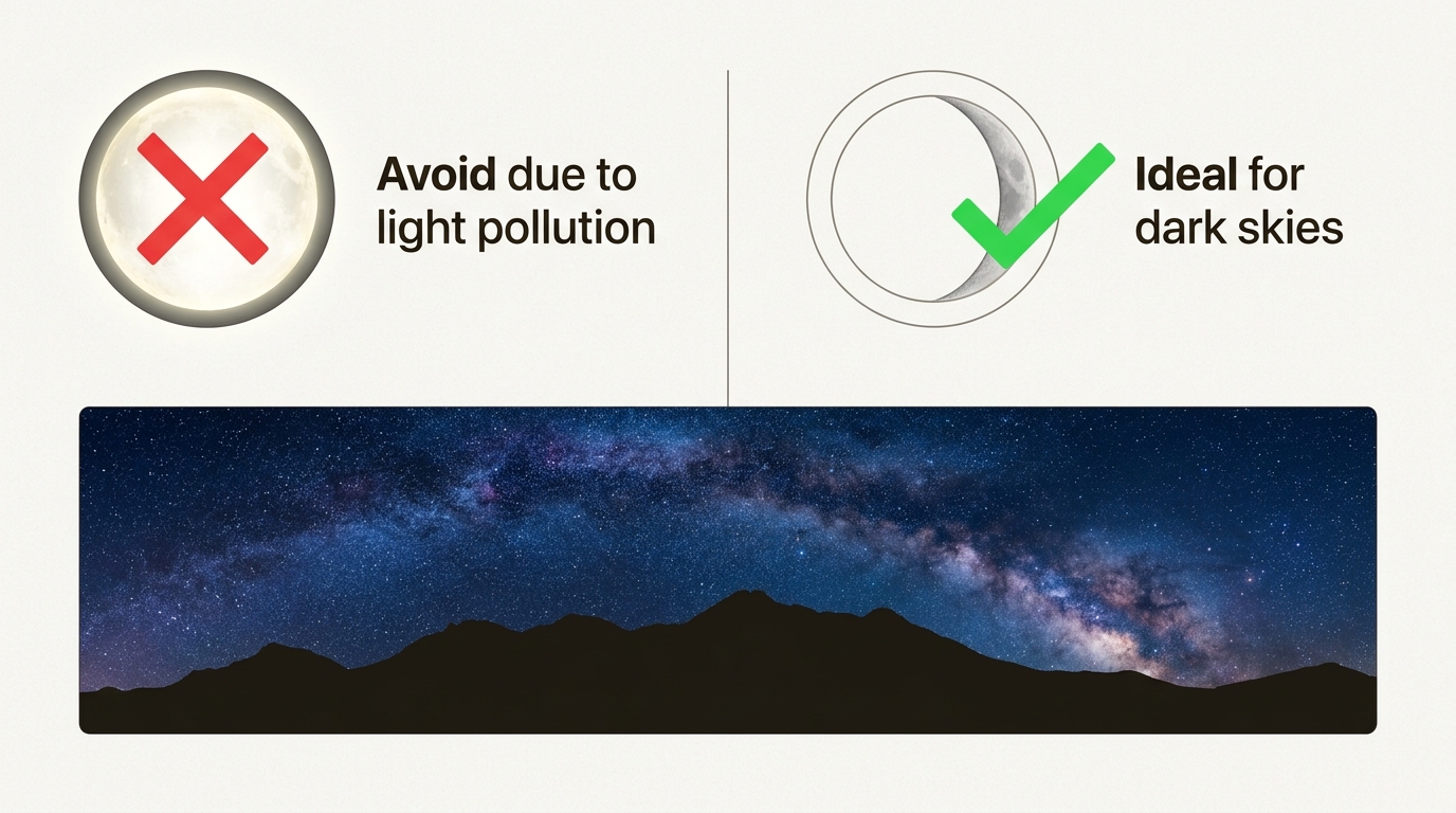 Understanding the lunar cycle is crucial for capturing the Milky Way without the moon's light washing out the stars.