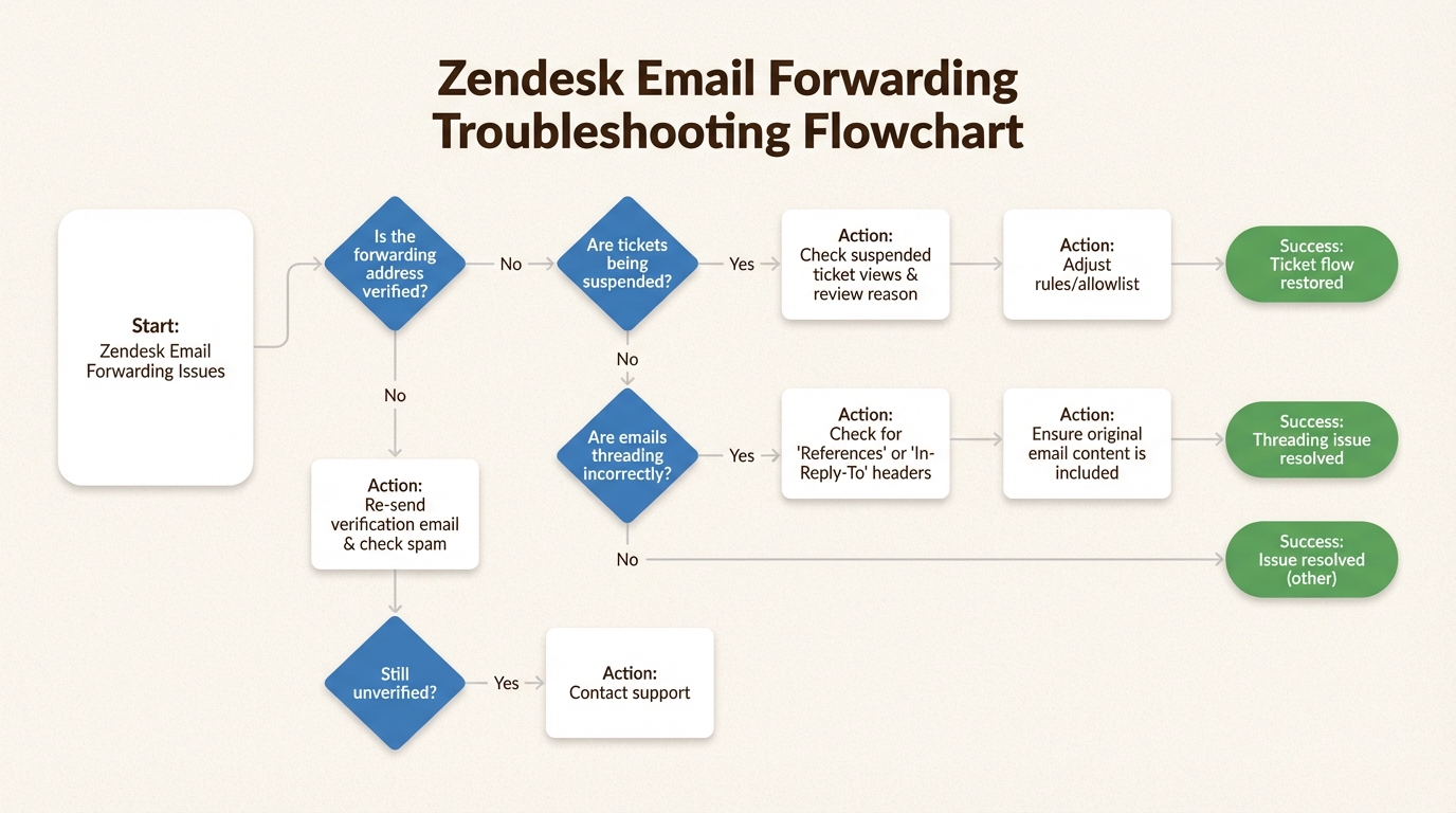 Infografía de problemas comunes de reenvío de correo electrónico y soluciones de solución de problemas