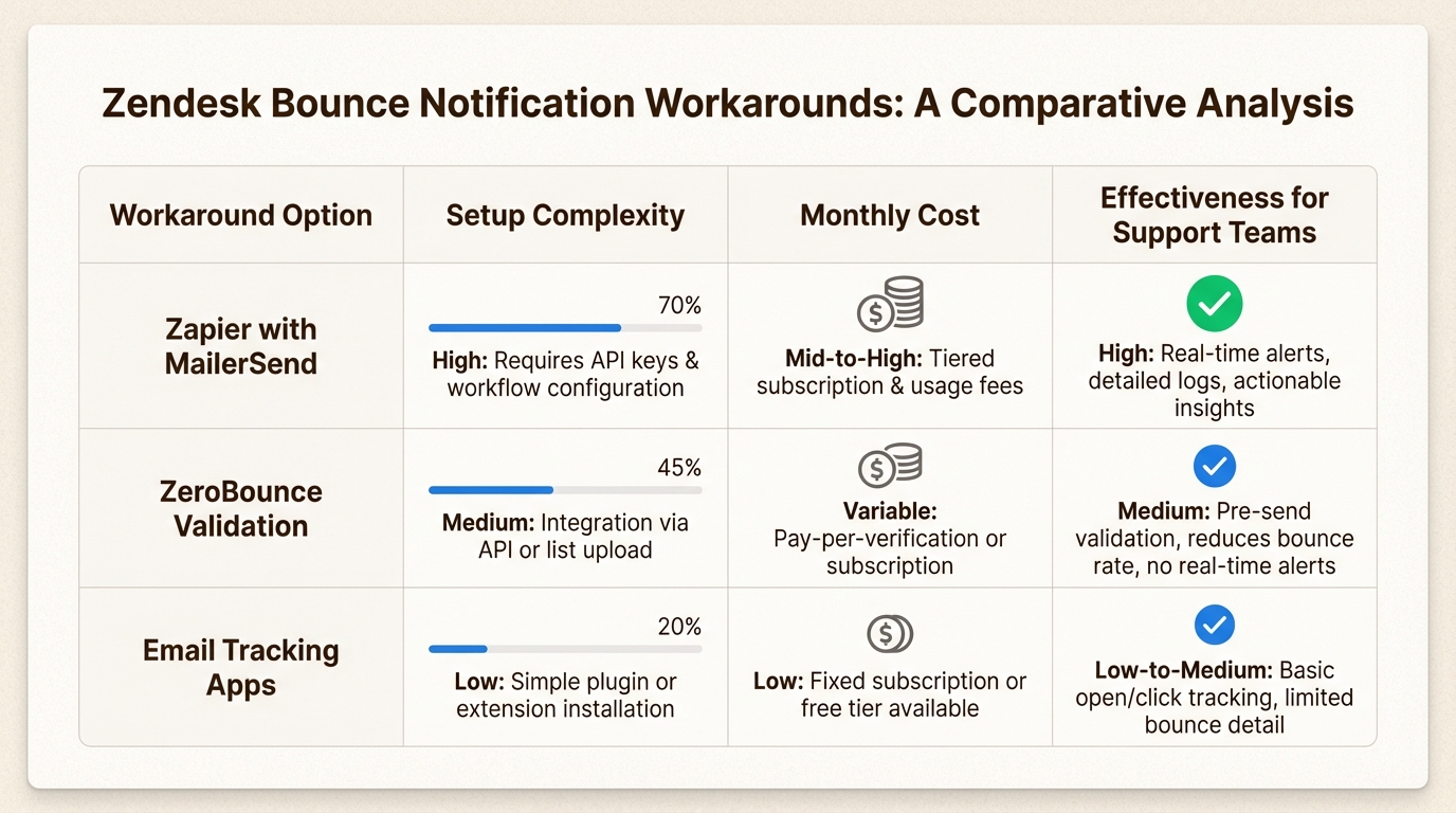 Comparar diferentes integrações de terceiros ajuda você a escolher o equilíbrio certo entre complexidade de configuração e precisão de notificação.