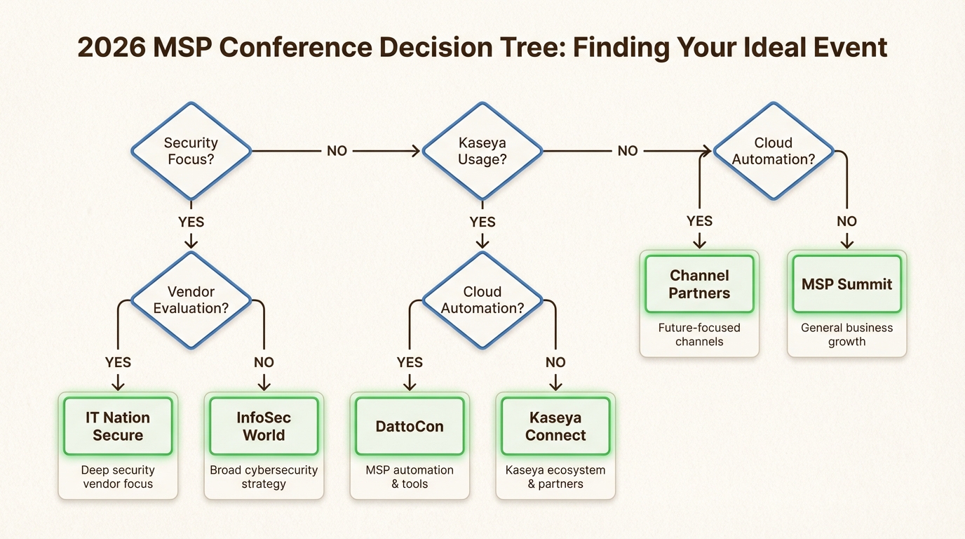 Decision tree for choosing the right MSP conference based on business goals