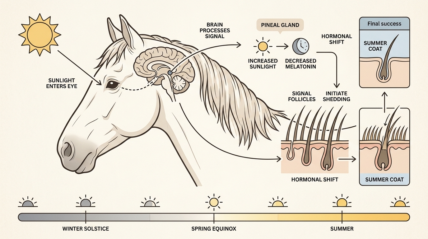 Understanding the biological link between increasing daylight and shedding helps owners predict when their horse's coat will begin to transition.
