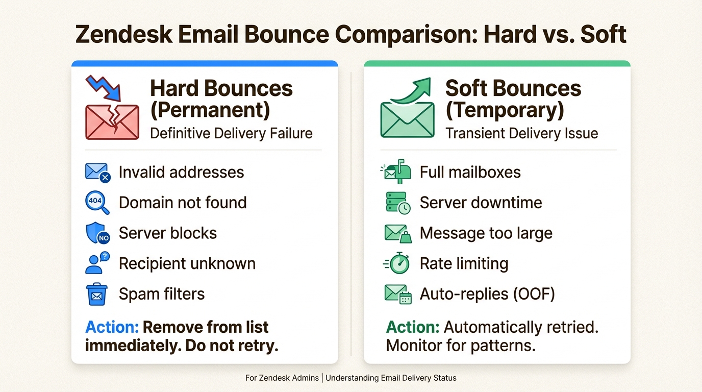 Distinguir entre falhas de entrega permanentes e problemas temporários ajuda os agentes a priorizar seus esforços de solução de problemas de forma eficaz.