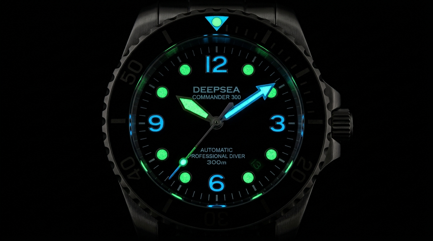 Ensure safety in low-light conditions with a diving watch featuring powerful luminescence, making time instantly readable in the darkest underwater environments.